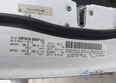 2013 Jeep Patriot Latitude из США, поврежденный, VIN 1C4NJPFA6DD218986